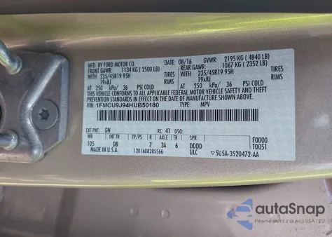 2017 Ford Escape Titanium from USA, damaged, VIN 1FMCU9J94HUB50180